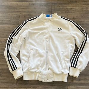 Adidas white sweatshirt jacket